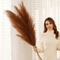 TETOU 6 Stems Faux Pampas Grass 43.3" Tall Big Pompous Grass Vase Filler Home Boho Decor - Beige