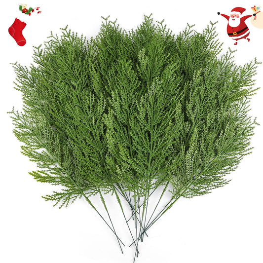 TETOU 40pcs Christmas Artificial Norfolk Cedar Sprigs Faux Cedar Spray Branches Greenery for Holiday DIY Decor