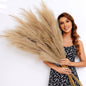 TETOU 6 Stems Faux Pampas Grass 43.3" Tall Big Pompous Grass Vase Filler Home Boho Decor - Beige